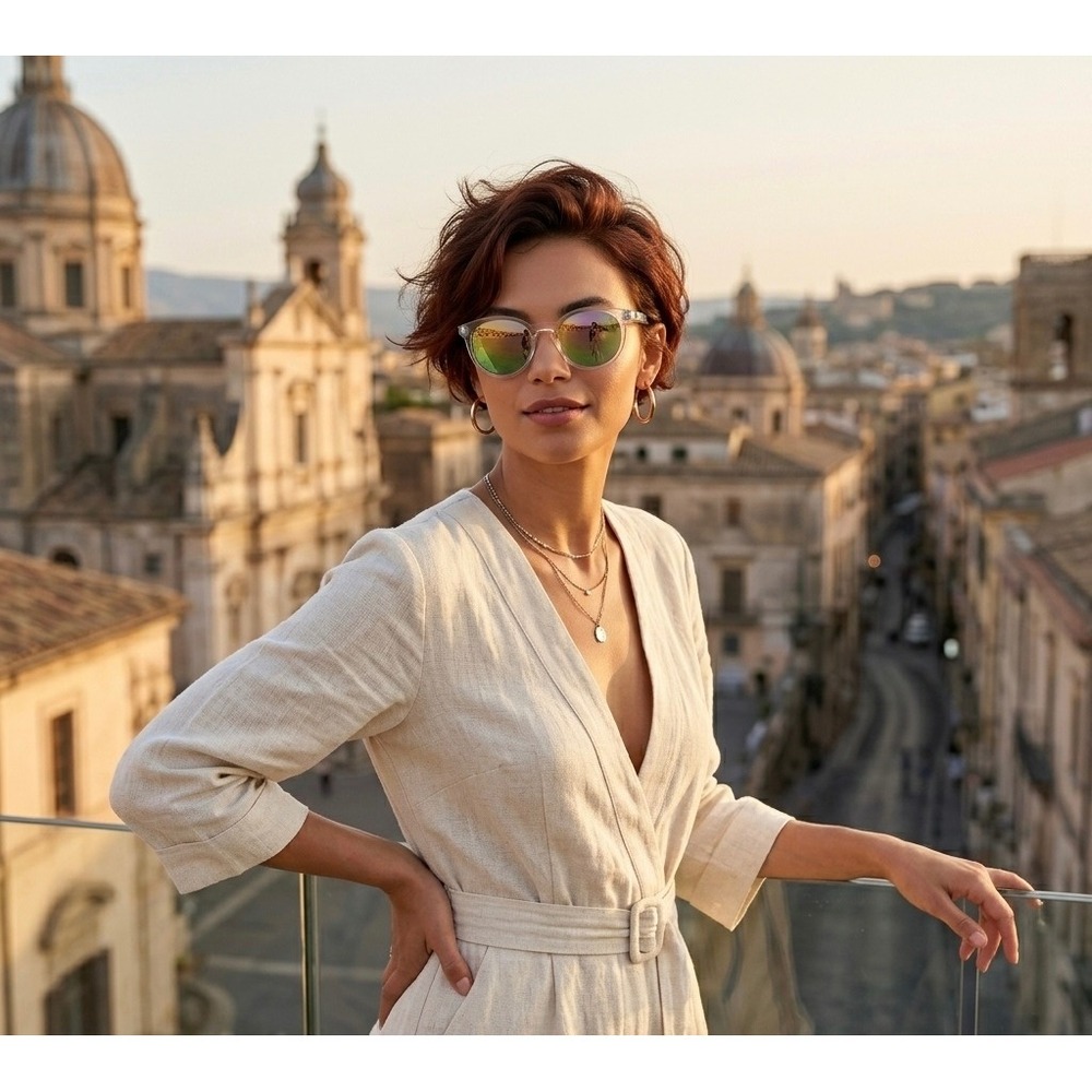 Oscar de la Renta Crystal Frame Fashion Sunglasses Green Mirror Lenses